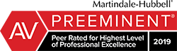 Martindale-Hubbell rating of Preeminent (peer rated for highest level of professional excellence