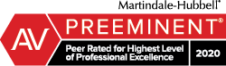 Martindale-Hubbell rating of Preeminent (peer rated for highest level of professional excellence)