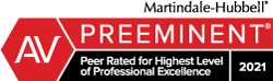 Martindale-Hubbell rating of Preeminent (peer rated for highest level of professional excellence)